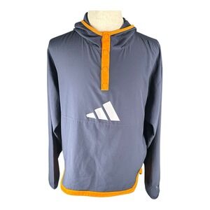 Adidas Mens BB 4-Snap Windbreaker Basketball Hoodie XL ‎ Shadow Navy